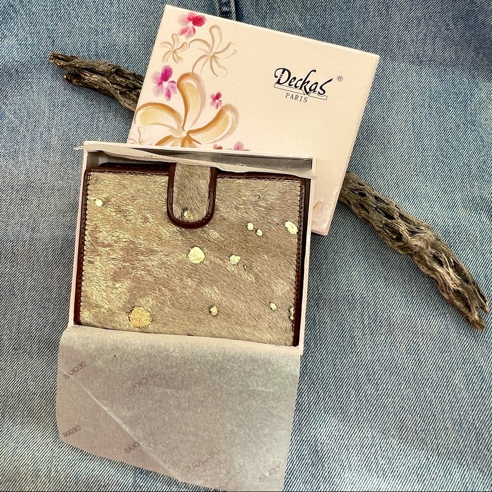 Vintage Deckas of Paris Wallets-‘New’ in original box cowhide with gold accents
